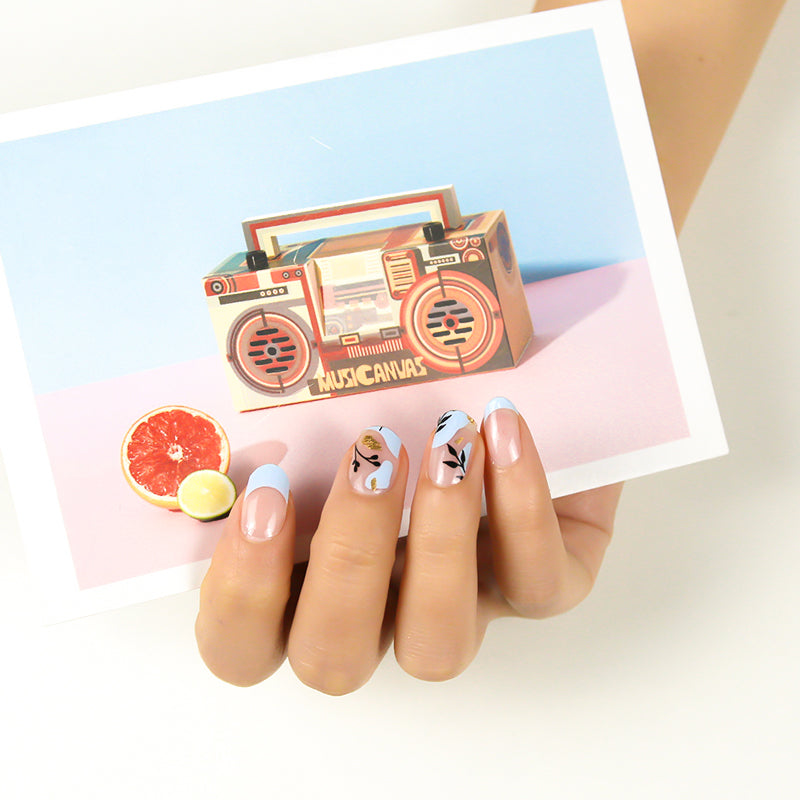 FRENCH BLUE FLOWER - UV GEL STRIPS