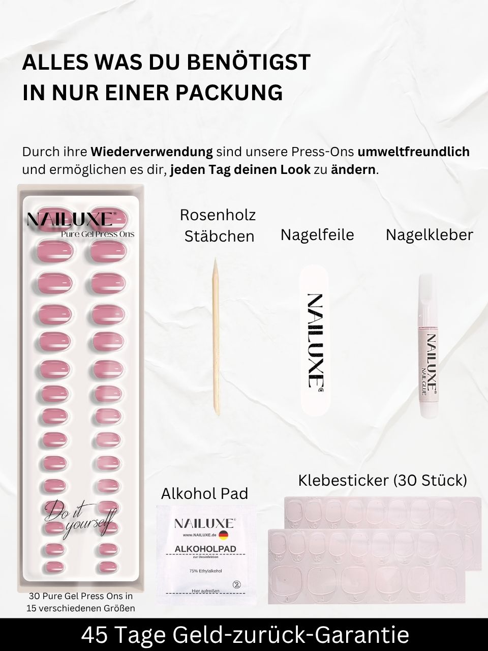 3er Pure Gel Press On Set