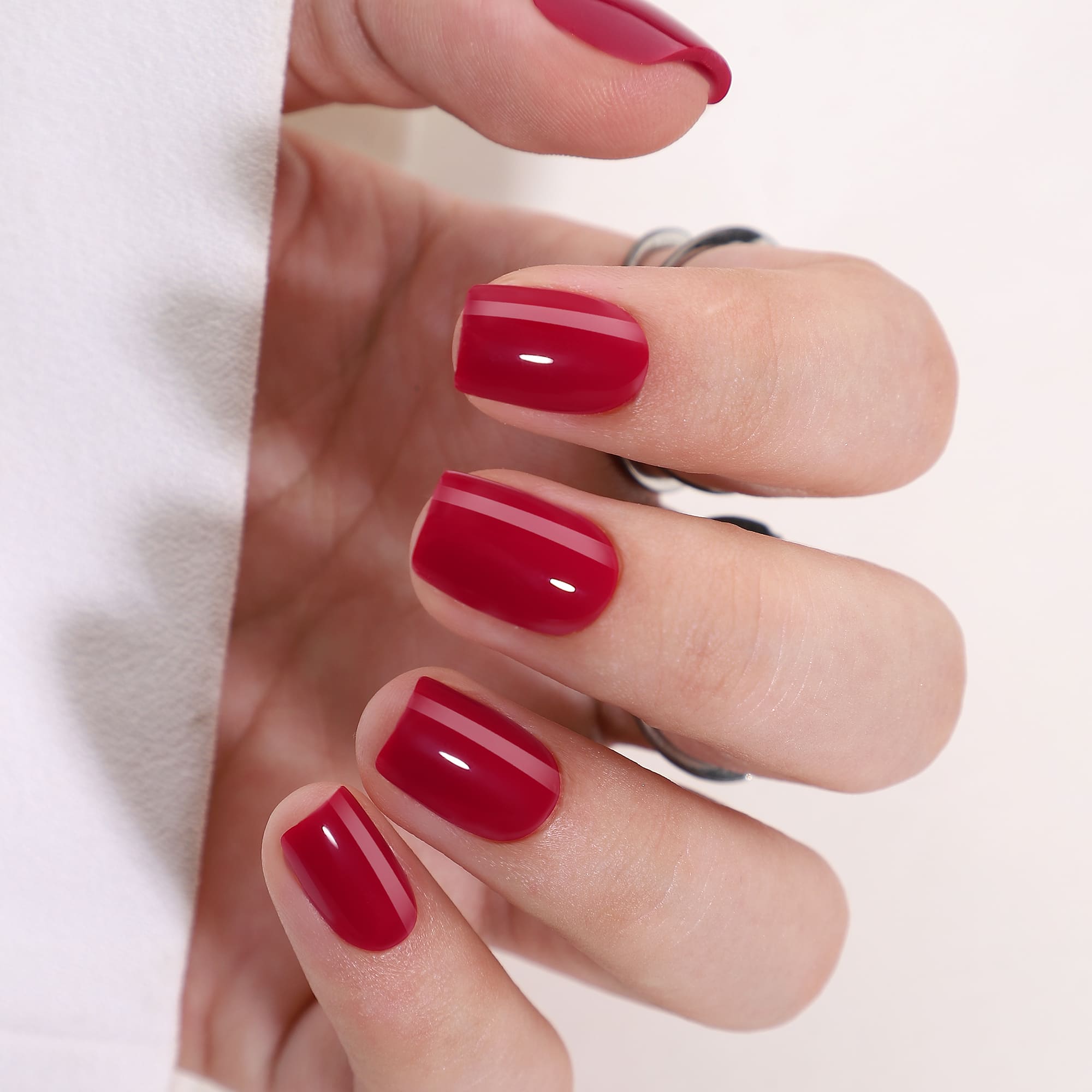 Bonfire Red - Short Square - Pure Gel Press On