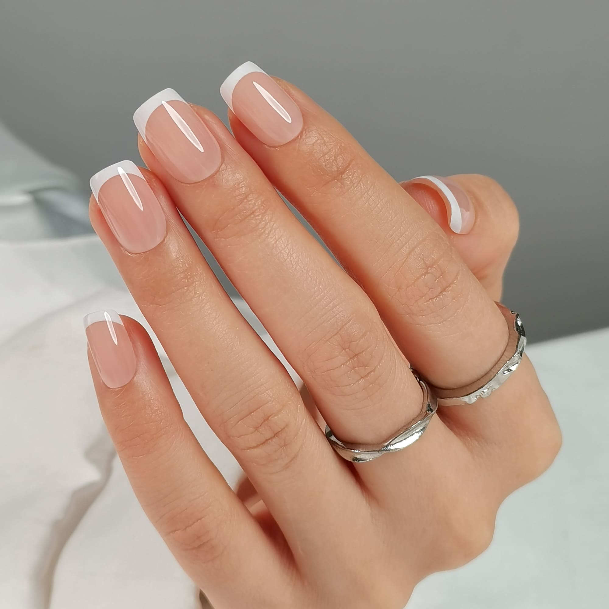 French Nail Nude- Short Square - Pure Gel Press On