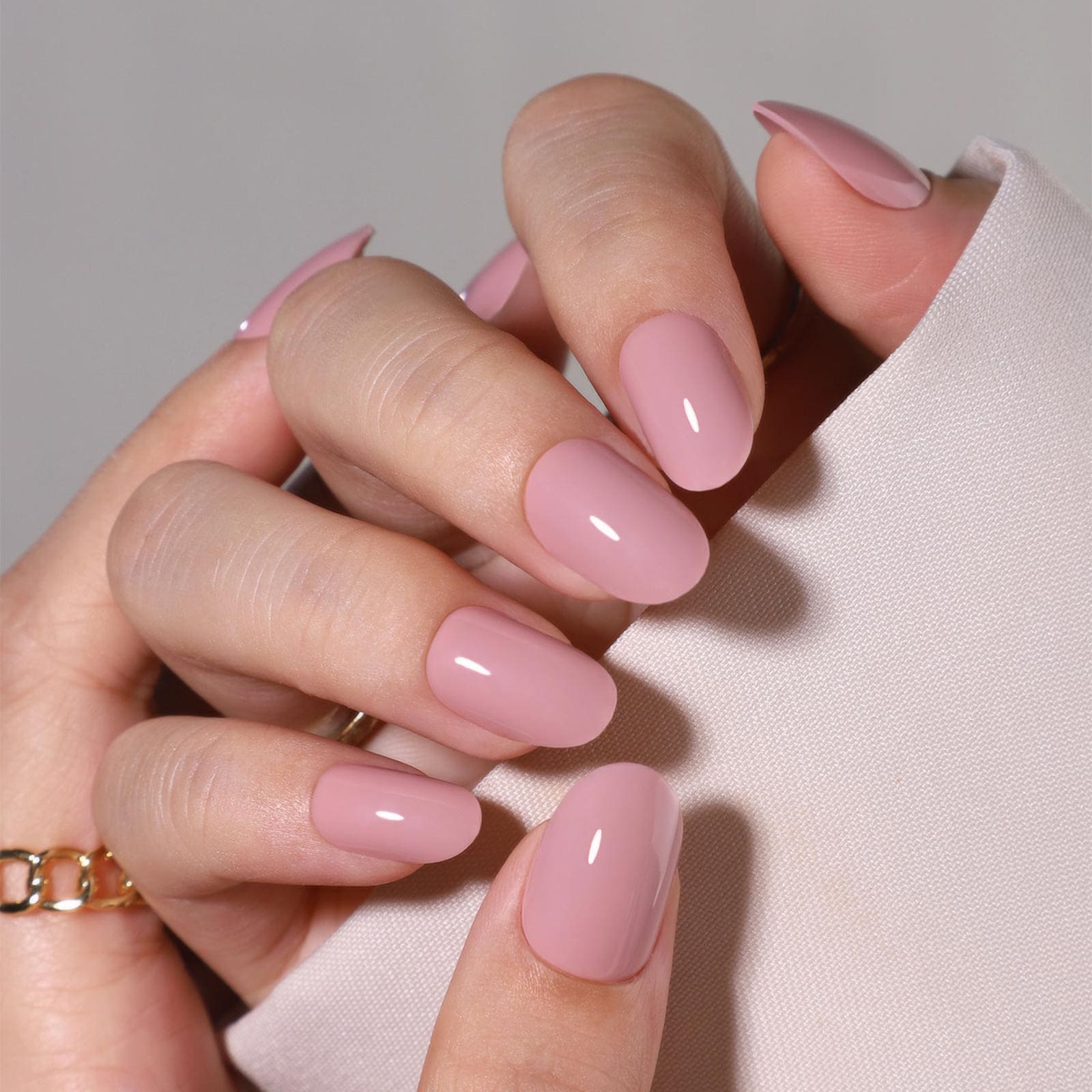 Rosy Fusion - Medium Round - Pure Gel Press On