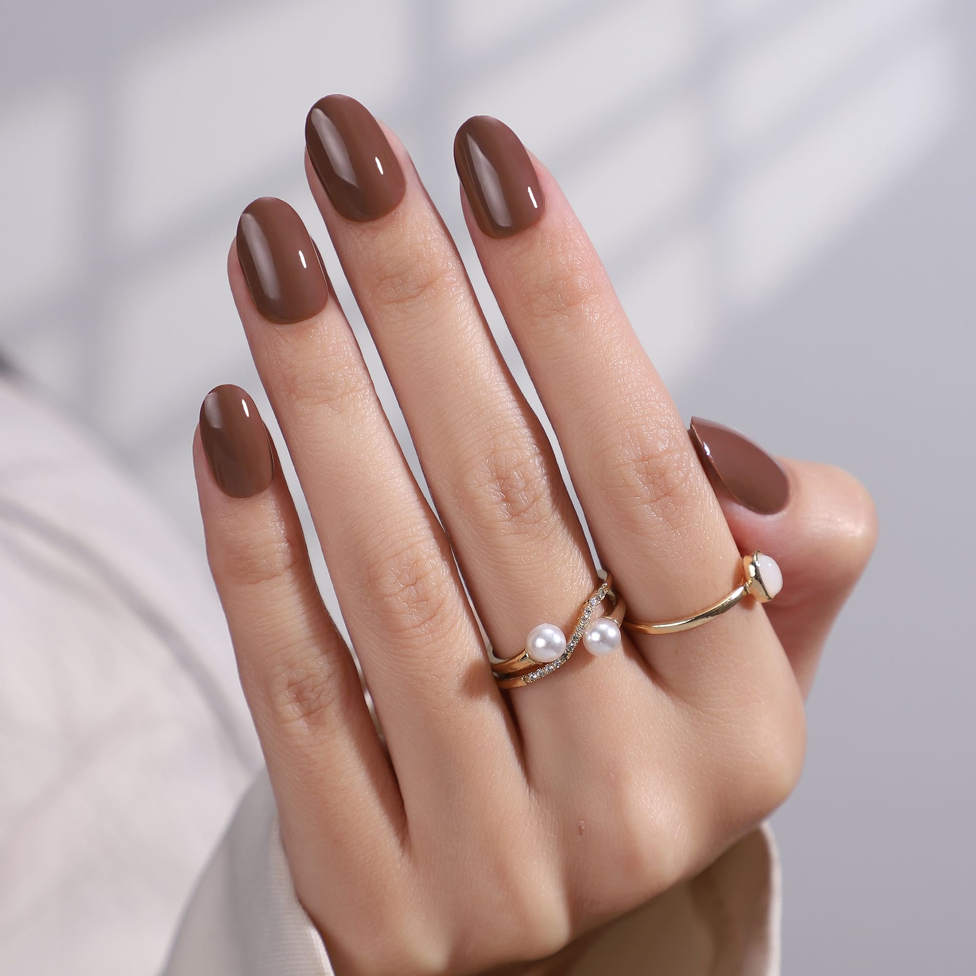 Coffee Kiss - Medium Round - Pure Gel Press On