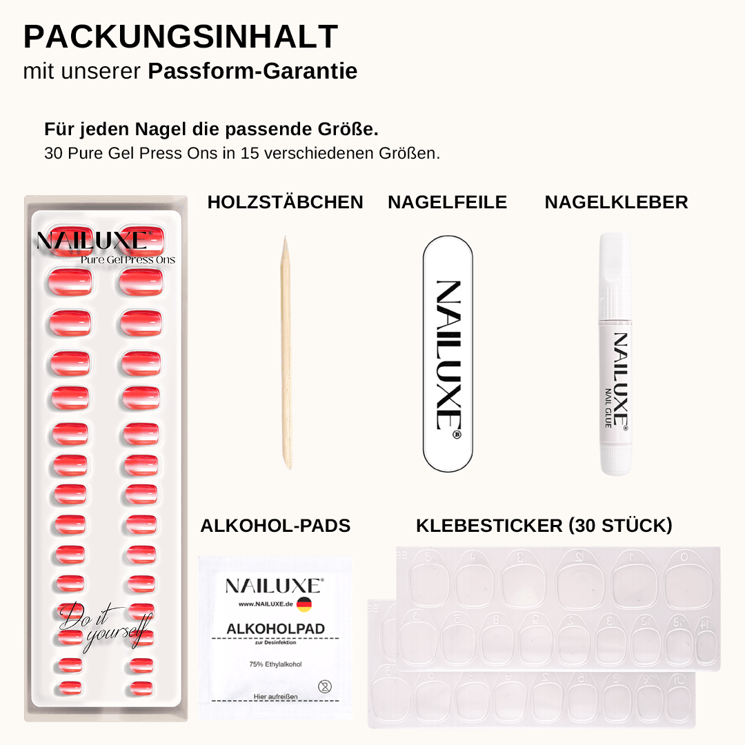 Cat Eye Coral - Short Square - Pure Gel Press On