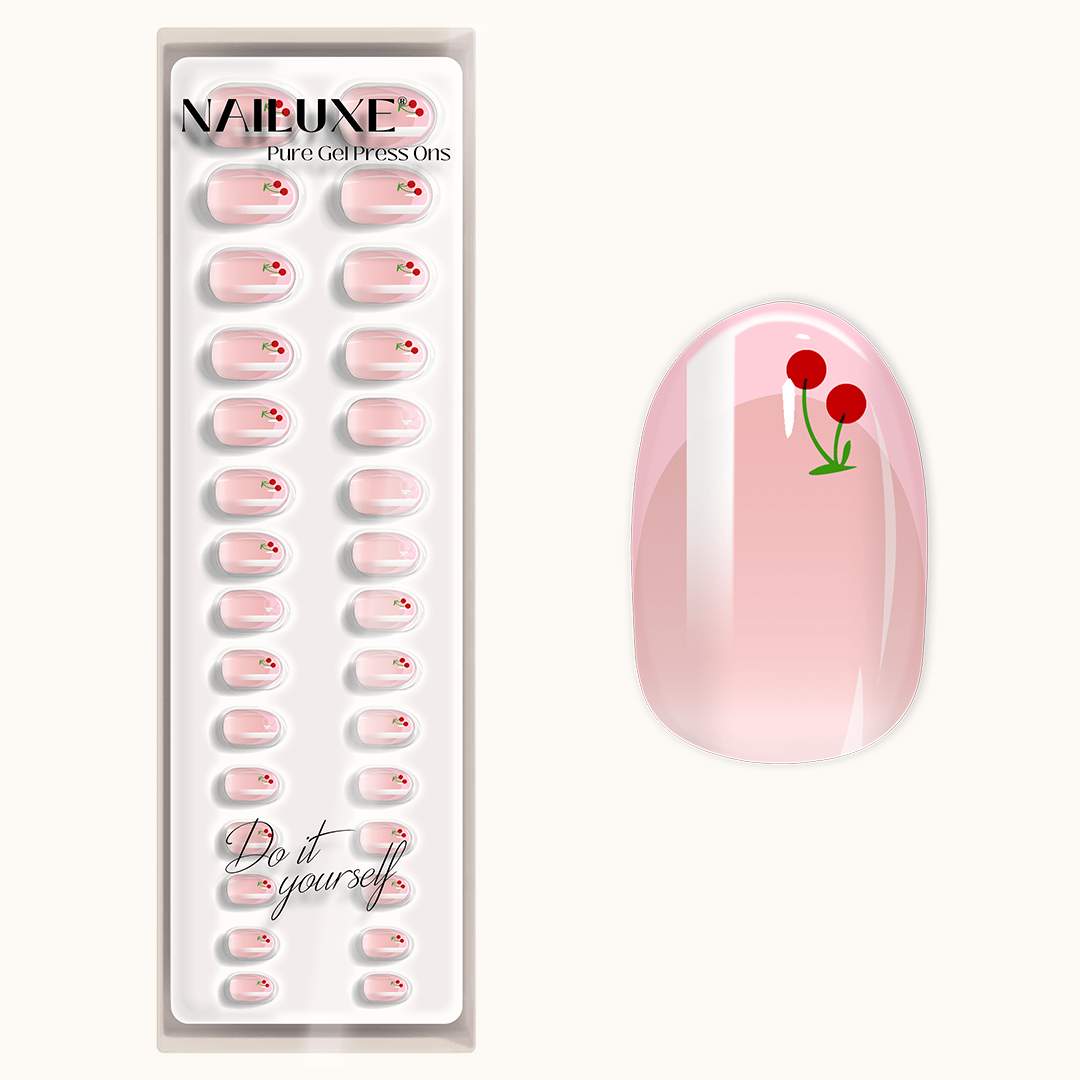 French Cherry Loop - Medium Round - Pure Gel Press On