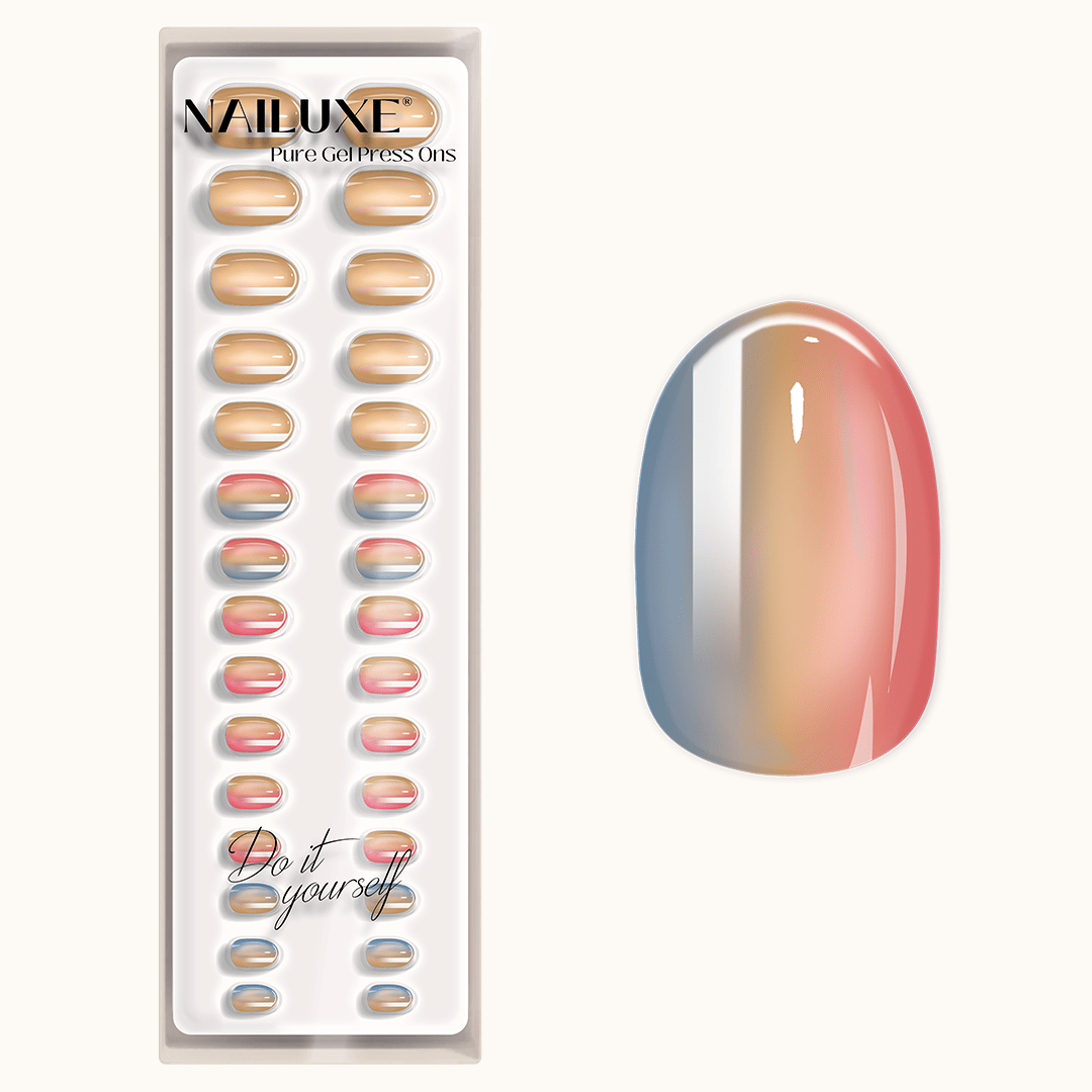 Rainbow Shine - Medium Round - Pure Gel Press On