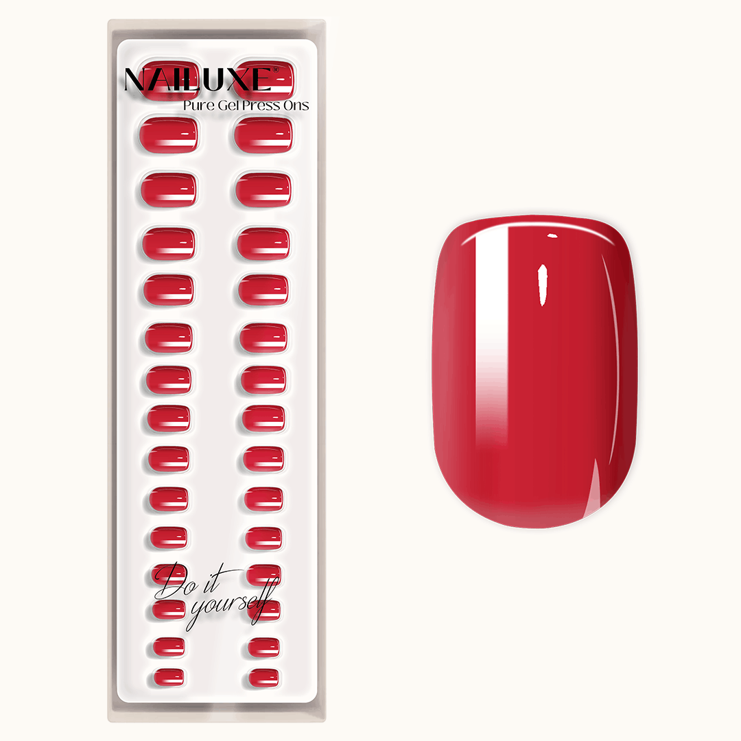 Bonfire Red - Short Square - Pure Gel Press On