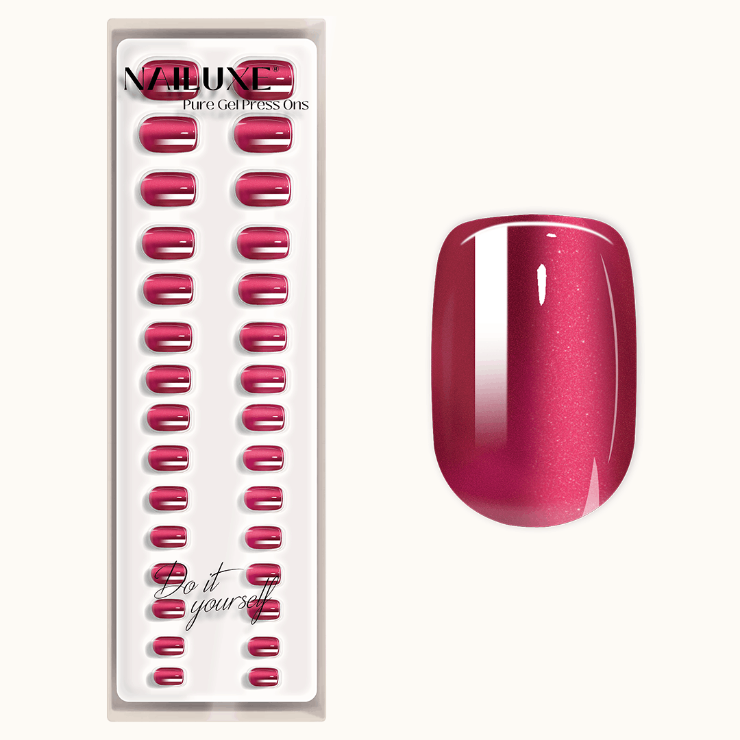 Cat Eye Ruby - Short Square - Pure Gel Press On