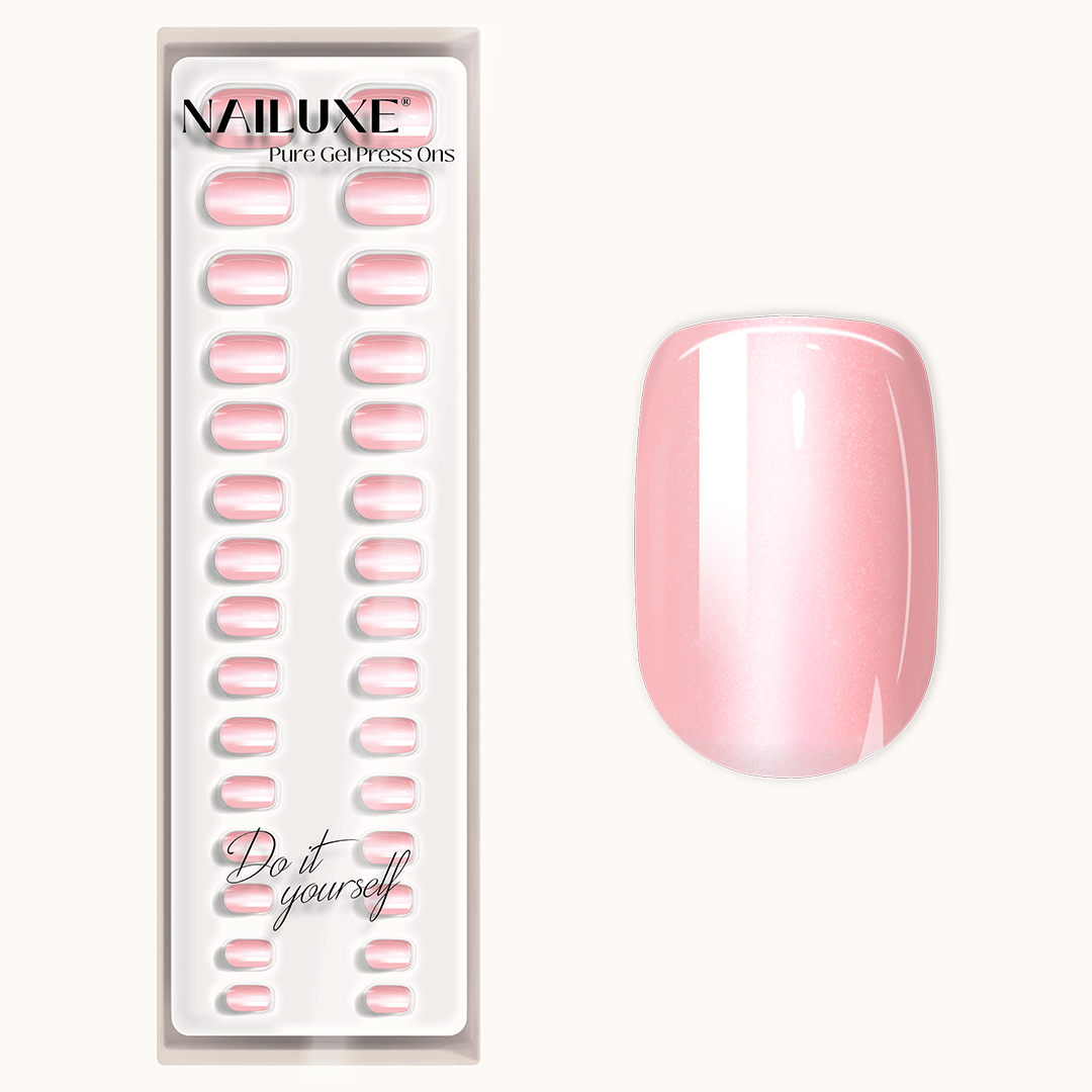 Rosé Glitter - Short Square - Pure Gel Press On