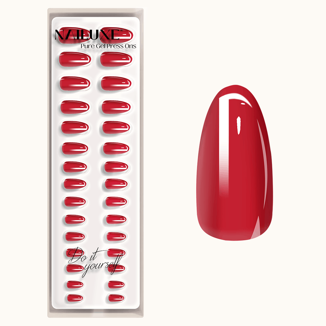 Bonfire Red - Medium Almond - Pure Gel Press On