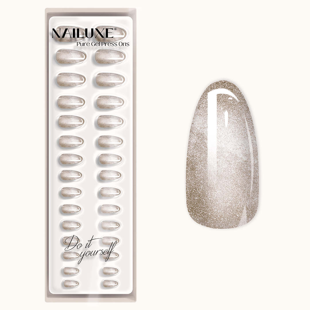 Champagne Glitter - Medium Almond - Pure Gel Press On