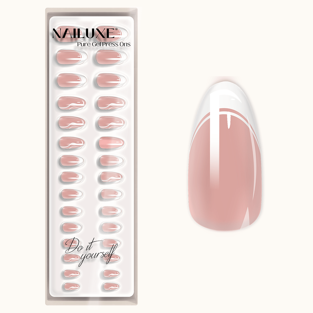 French White Line - Medium Almond - Pure Gel Press On