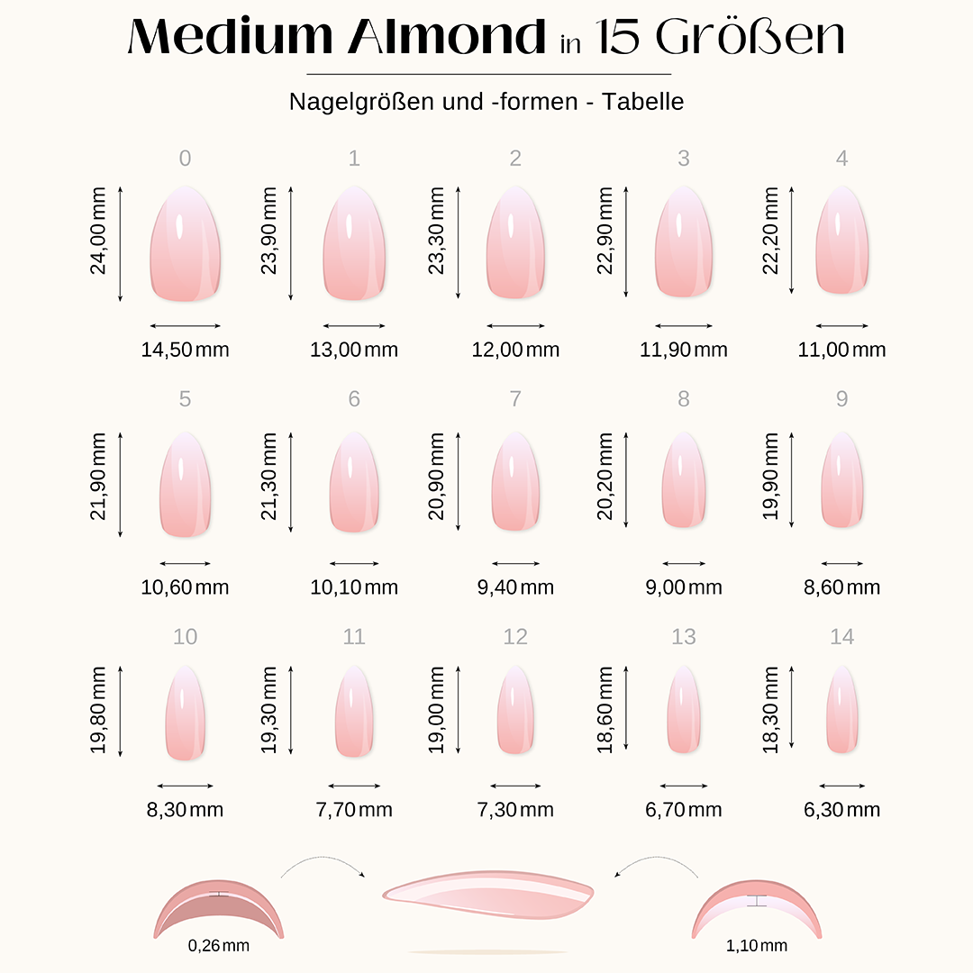 French White Line - Medium Almond - Pure Gel Press On