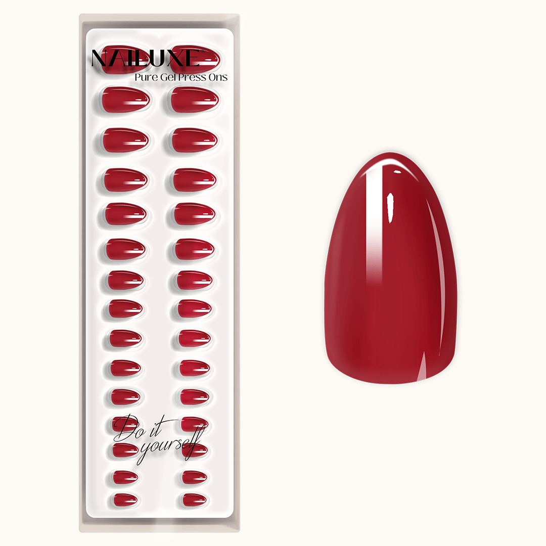 Bonfire Red - Short Almond - Pure Gel Press On