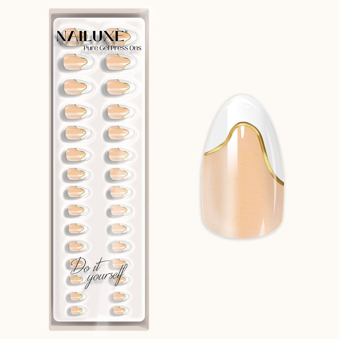 French Gold Line - Short Almond - Pure Gel Press On