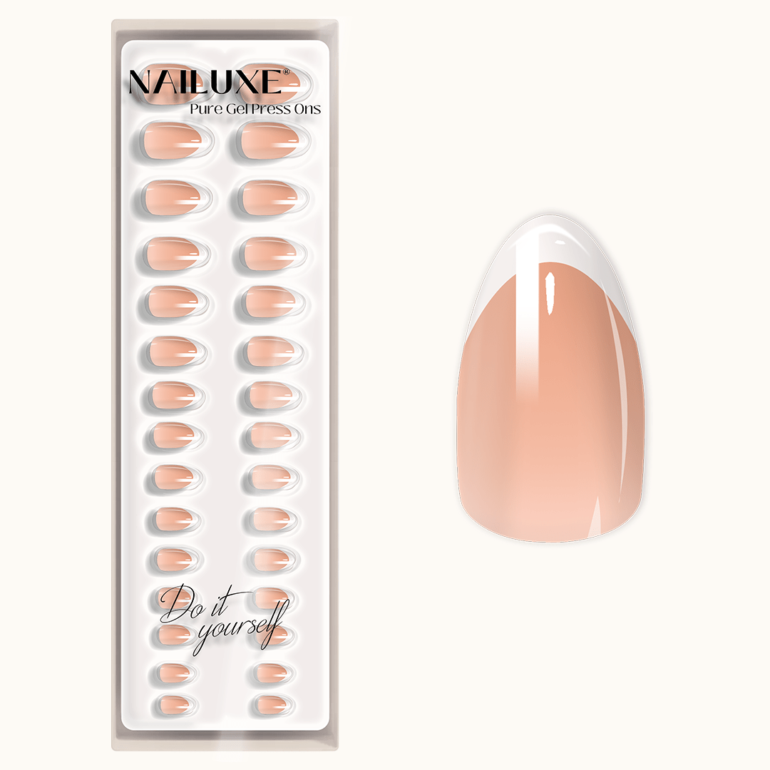 French Nail - Short Almond - Pure Gel Press On