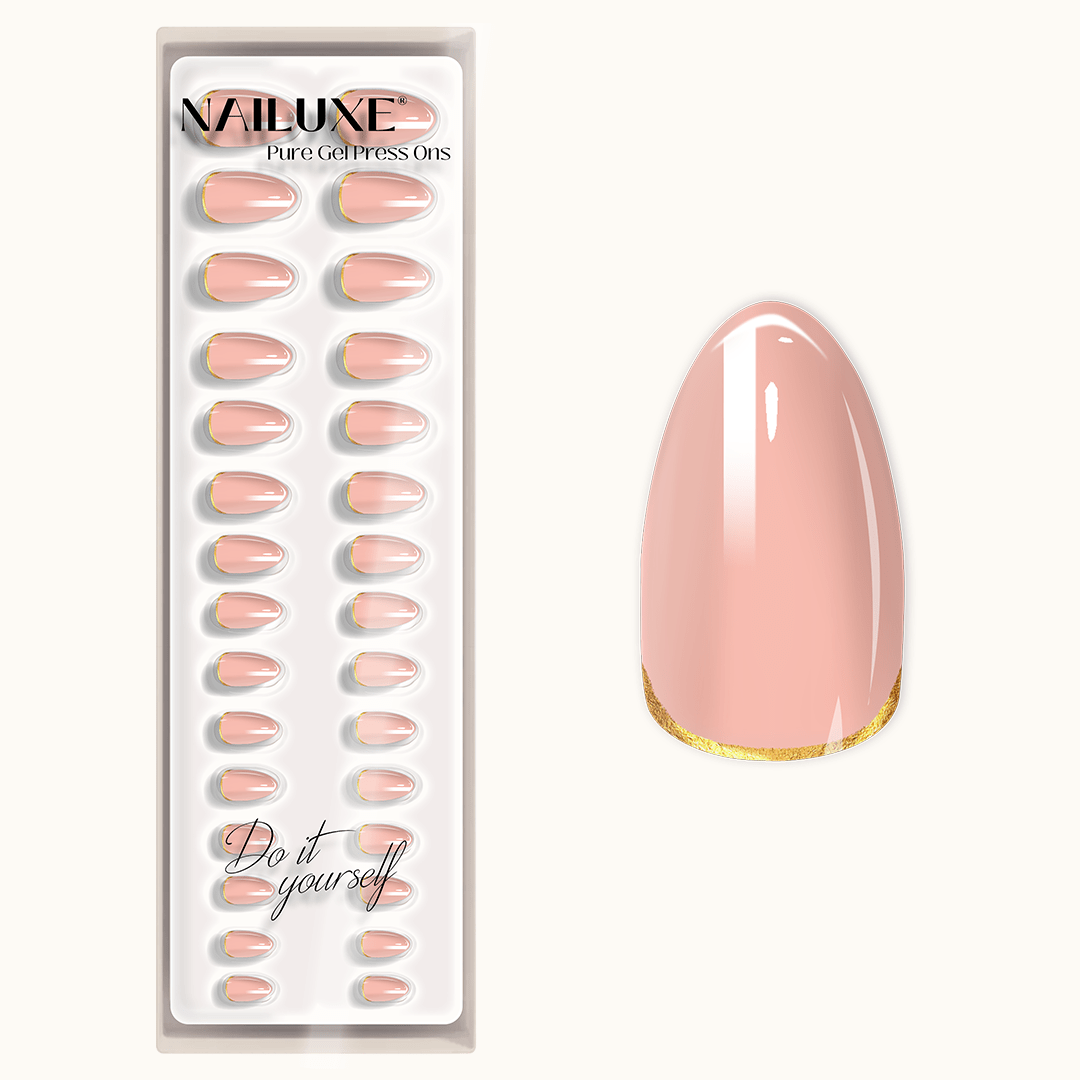 Rosy Goldkiss - Short Almond - Pure Gel Press On