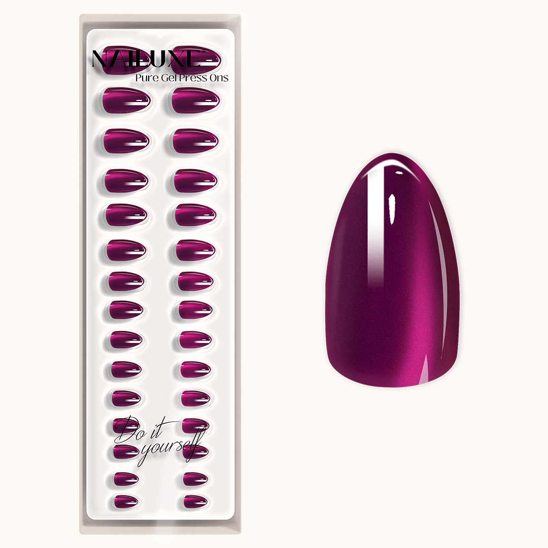 Violet Glitter - Short Almond - Pure Gel Press On