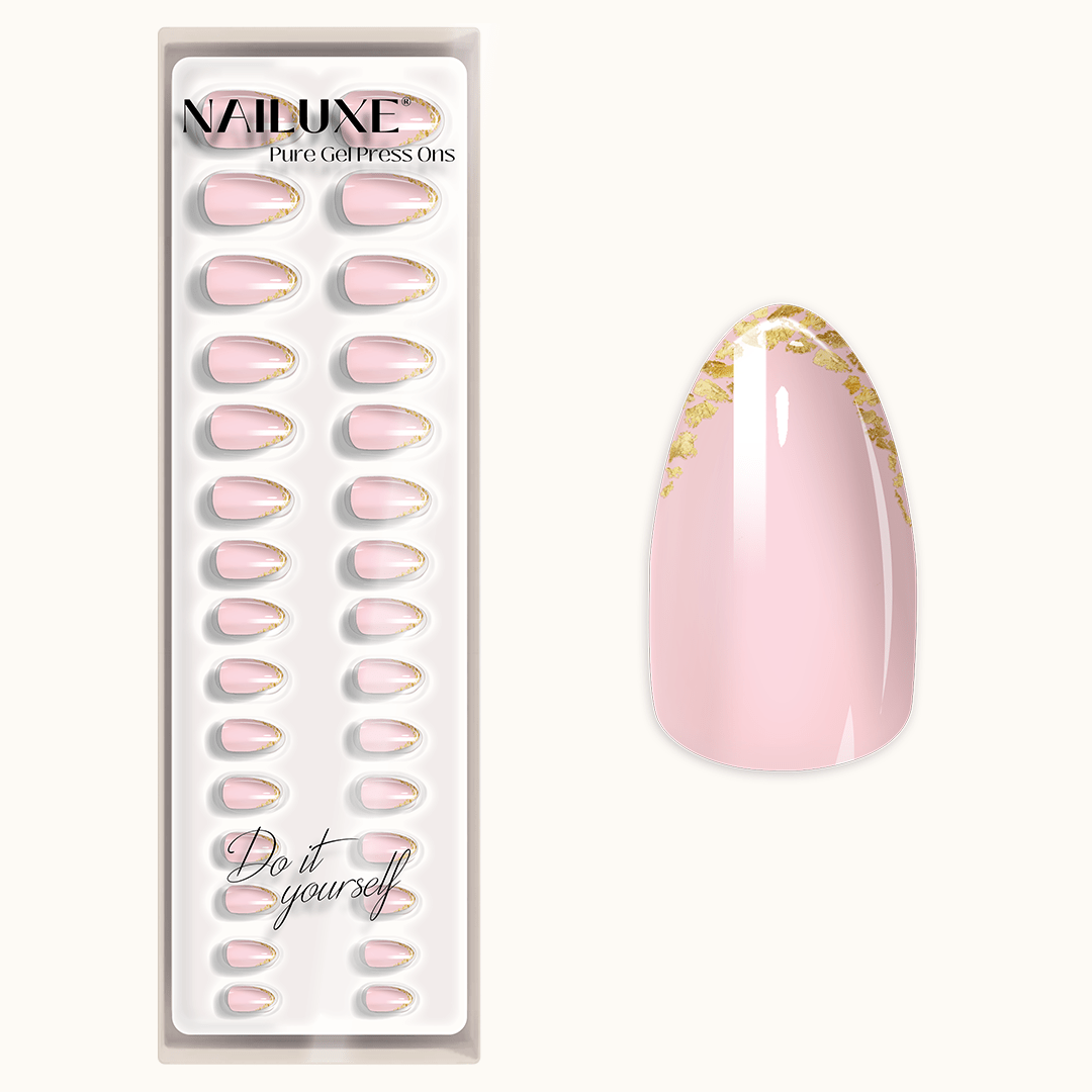 French Golden Luxe - Short Almond - Pure Gel Press On