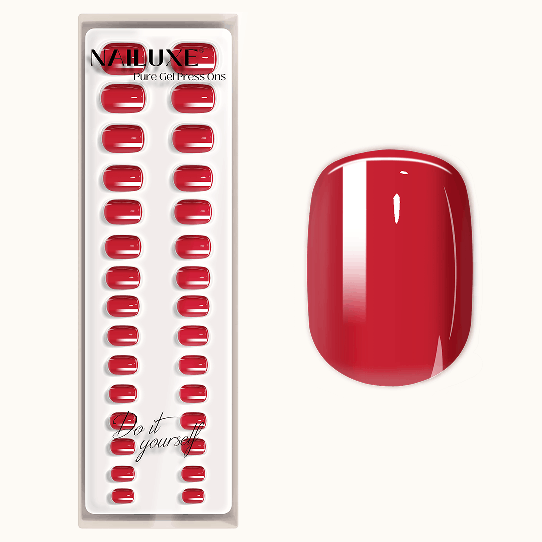 Bonfire Red - Short Round - Pure Gel Press On