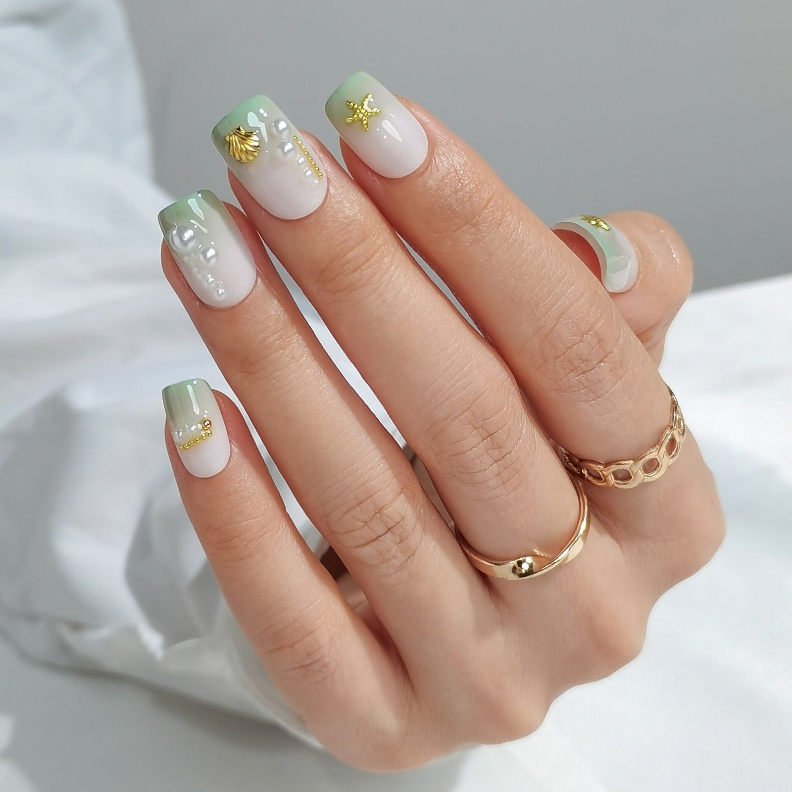 Seashell Mint - Short Square - Pure Gel Press On