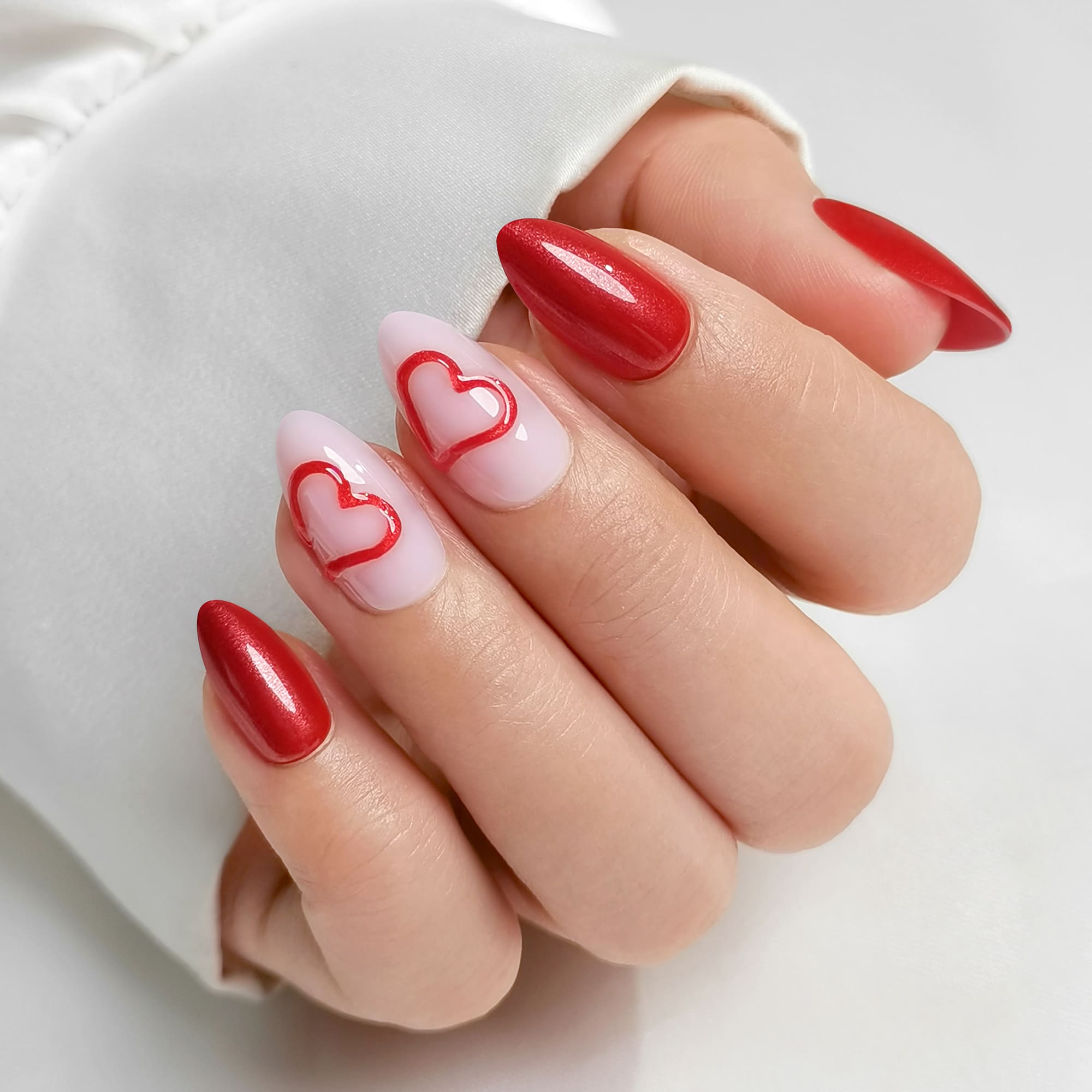 Red Love - Short Almond - Pure Gel Press On