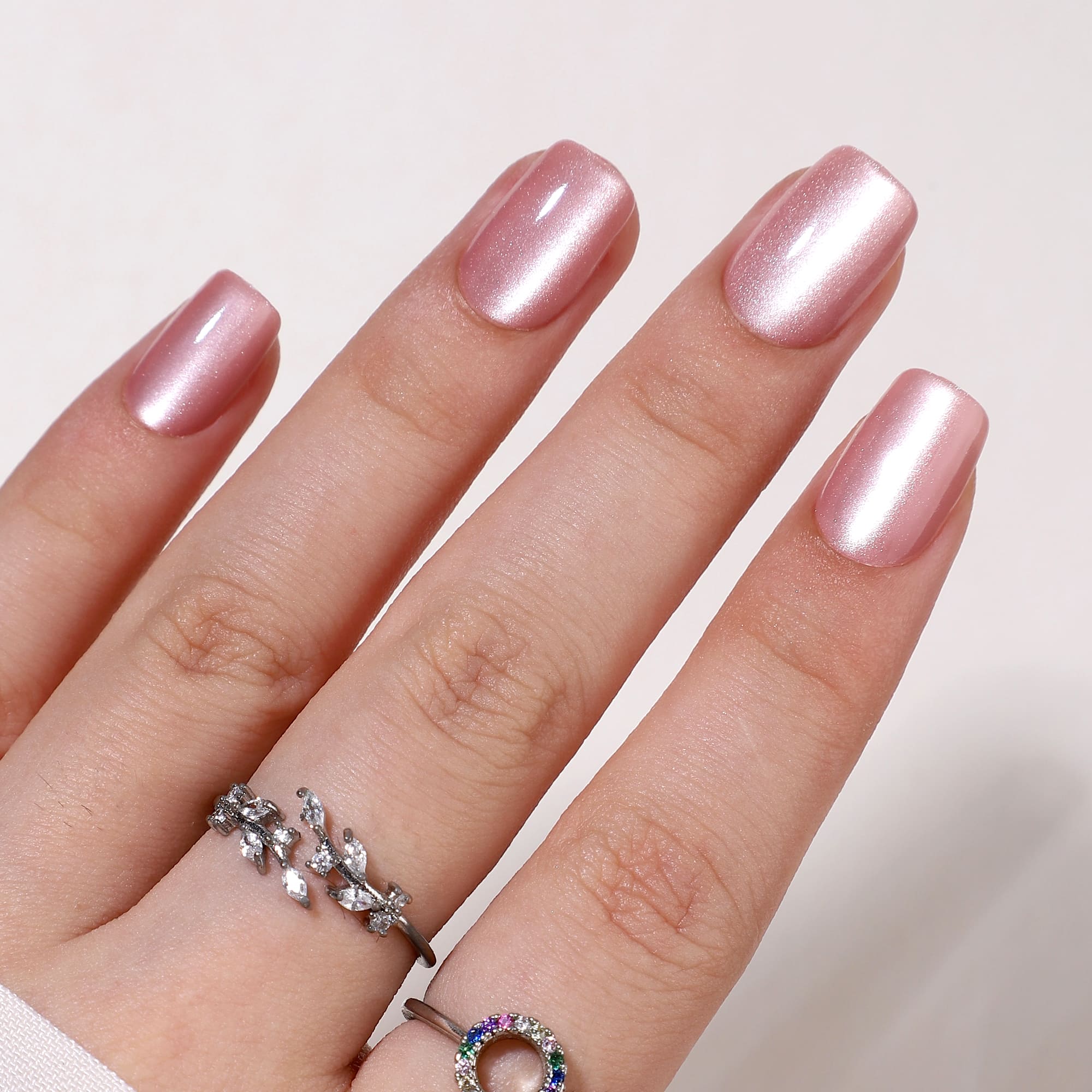 Rosé Glitter - Short Square - Pure Gel Press On