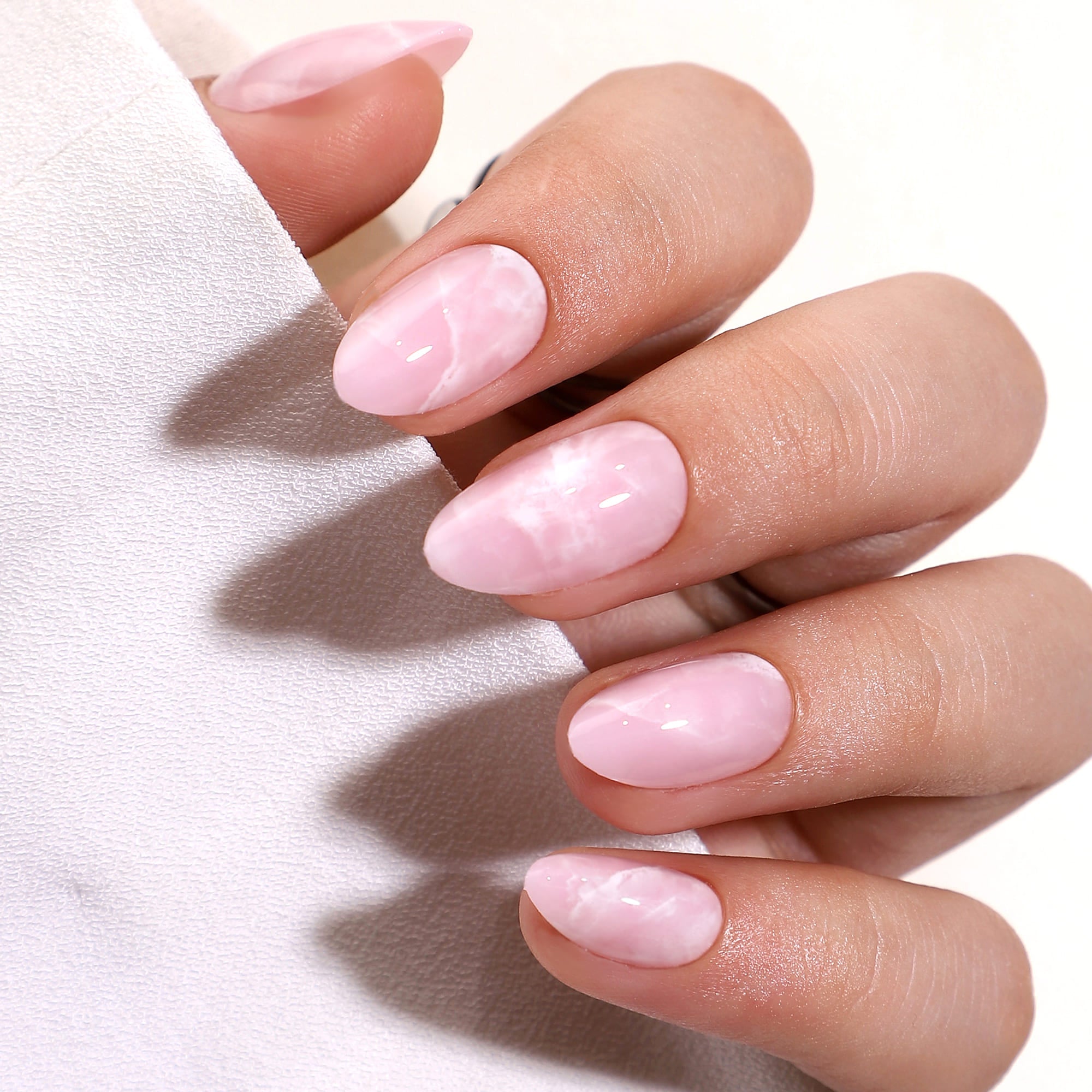 Rosewater Marble - Short Almond - Pure Gel Press On