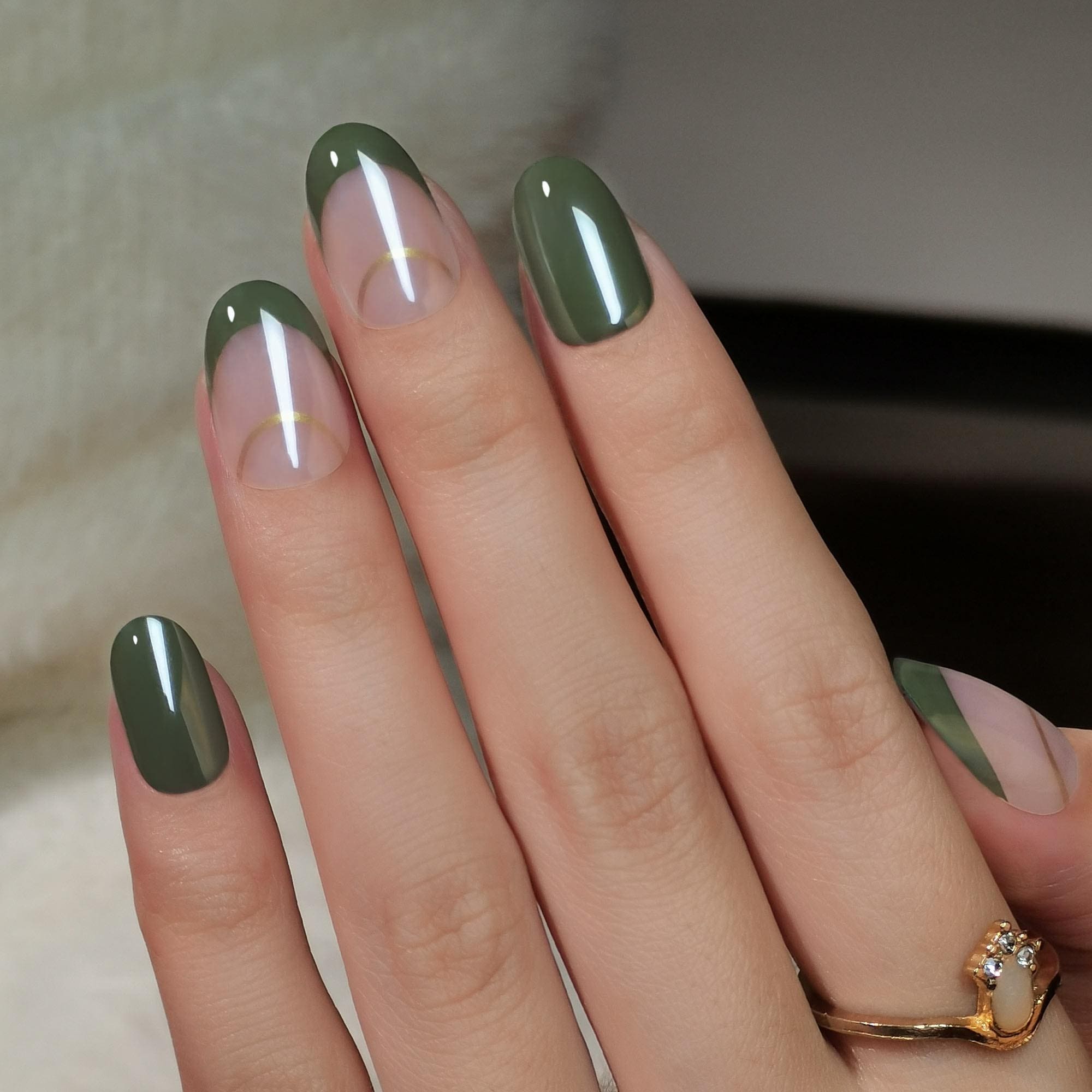 Olive Gold - Medium Round - Pure Gel Press On