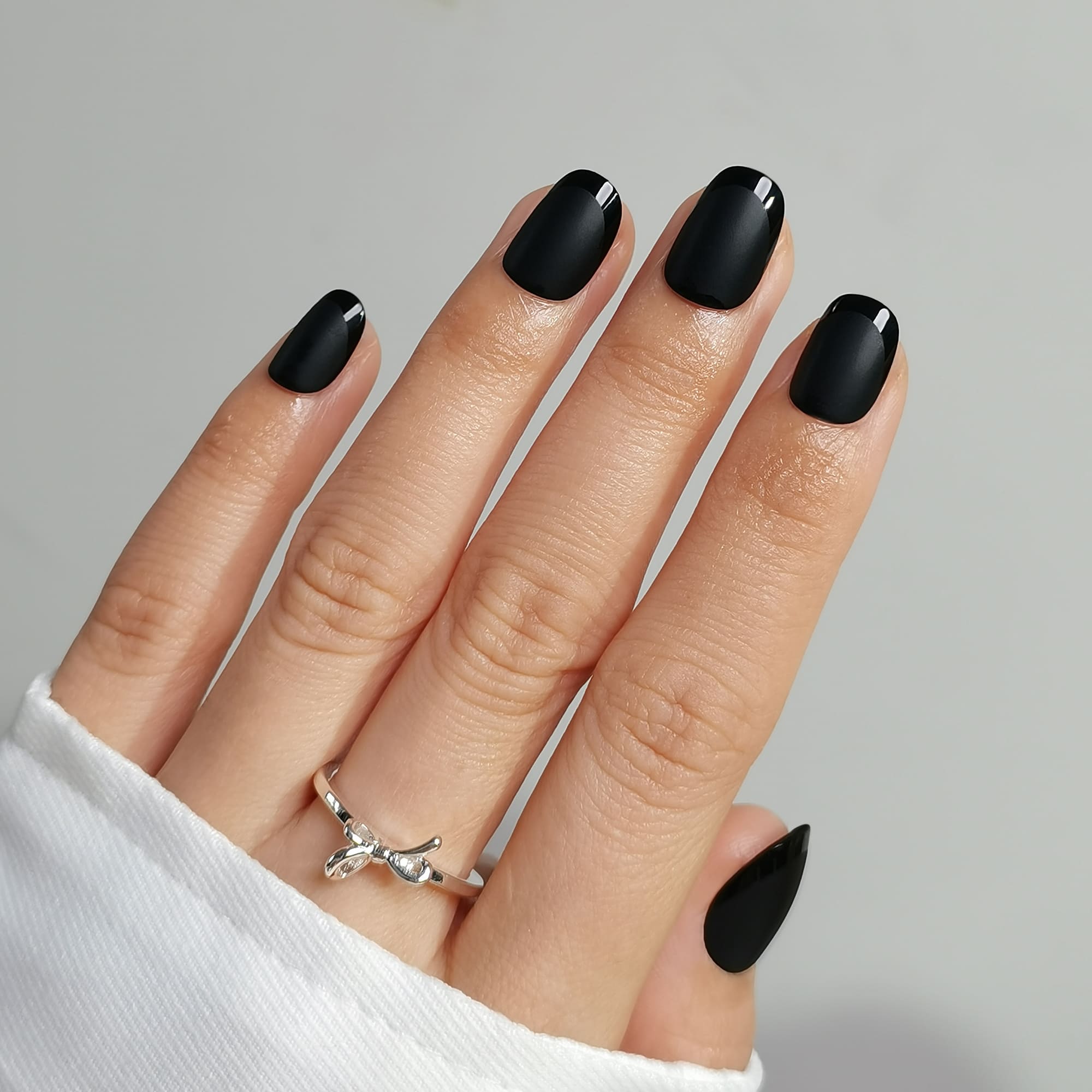 French Black Matt - Short Round - Pure Gel Press On