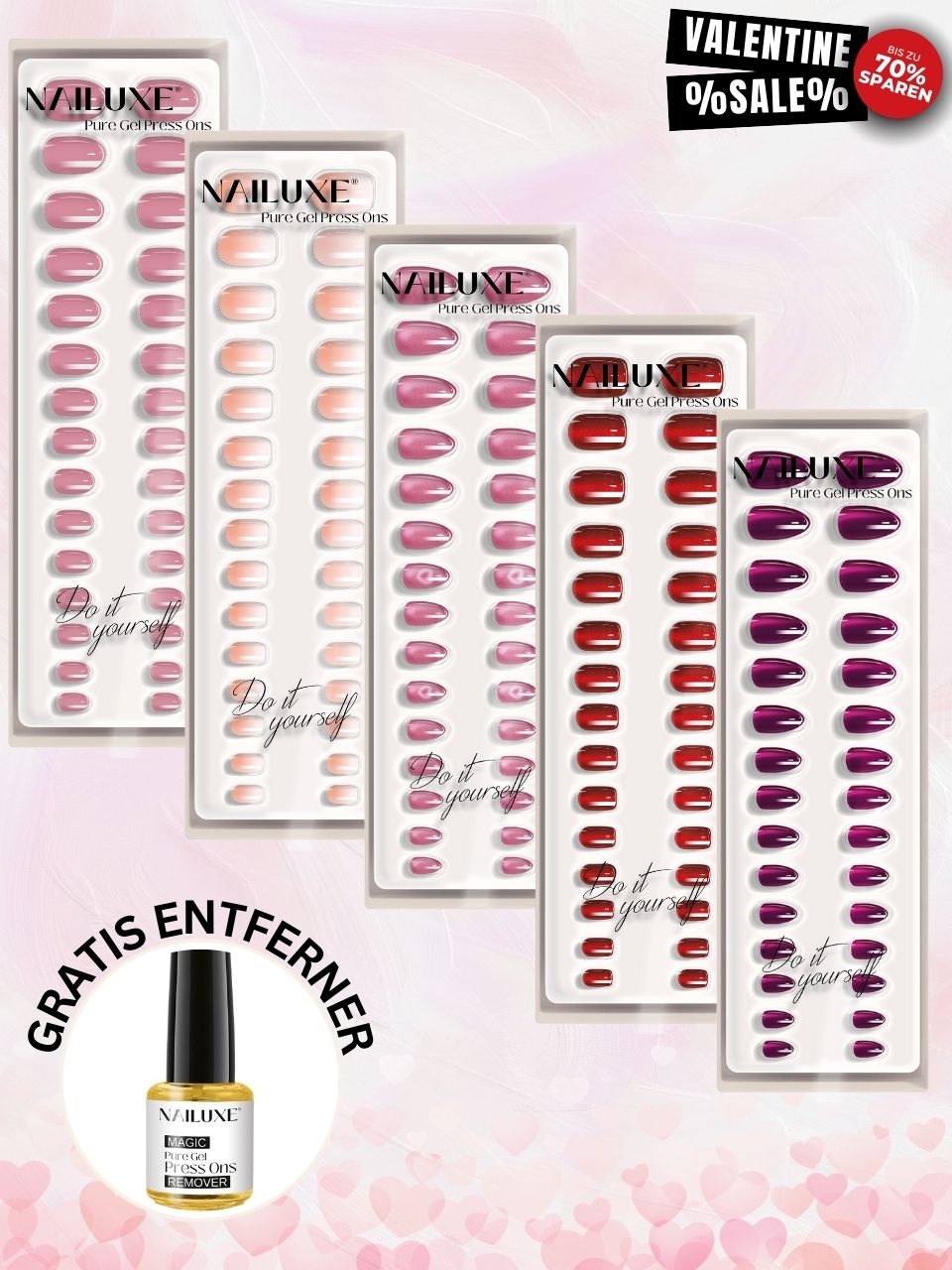 Valentine SALE 5er Pure Gel Press On Set
