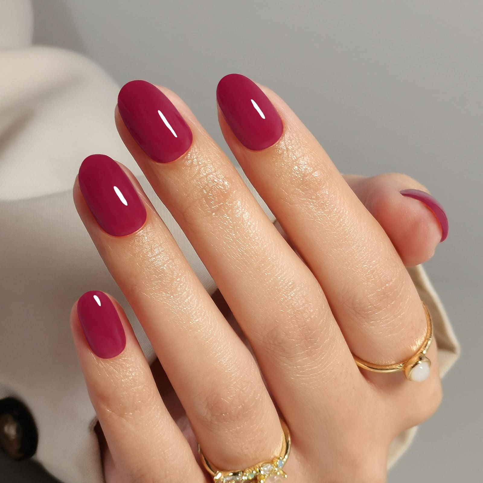 Bonfire Red - Medium Round - Pure Gel Press On