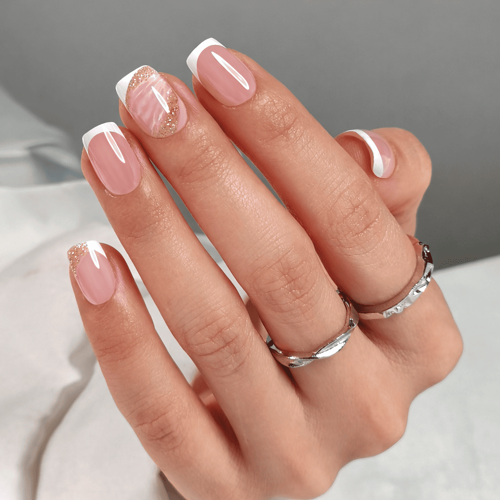 French Gold Glitter - Short Square - Pure Gel Press On