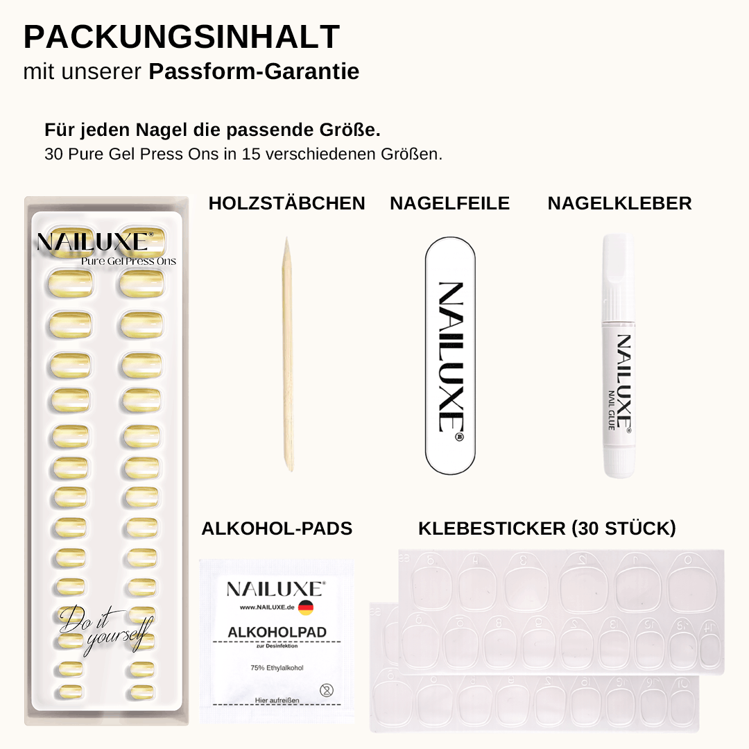 Cat Eye Lemon - Short Square - Pure Gel Press On