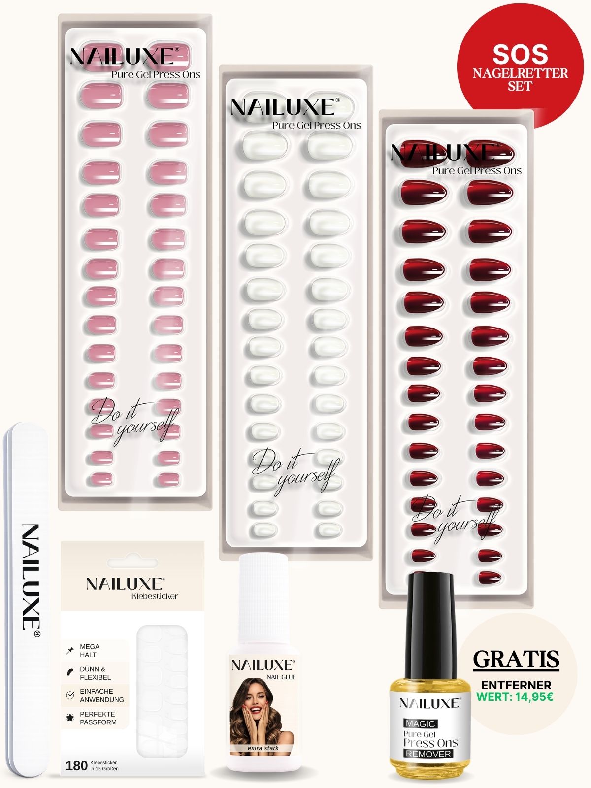 SOS Nagelretter Set / Pure Gel Press Ons