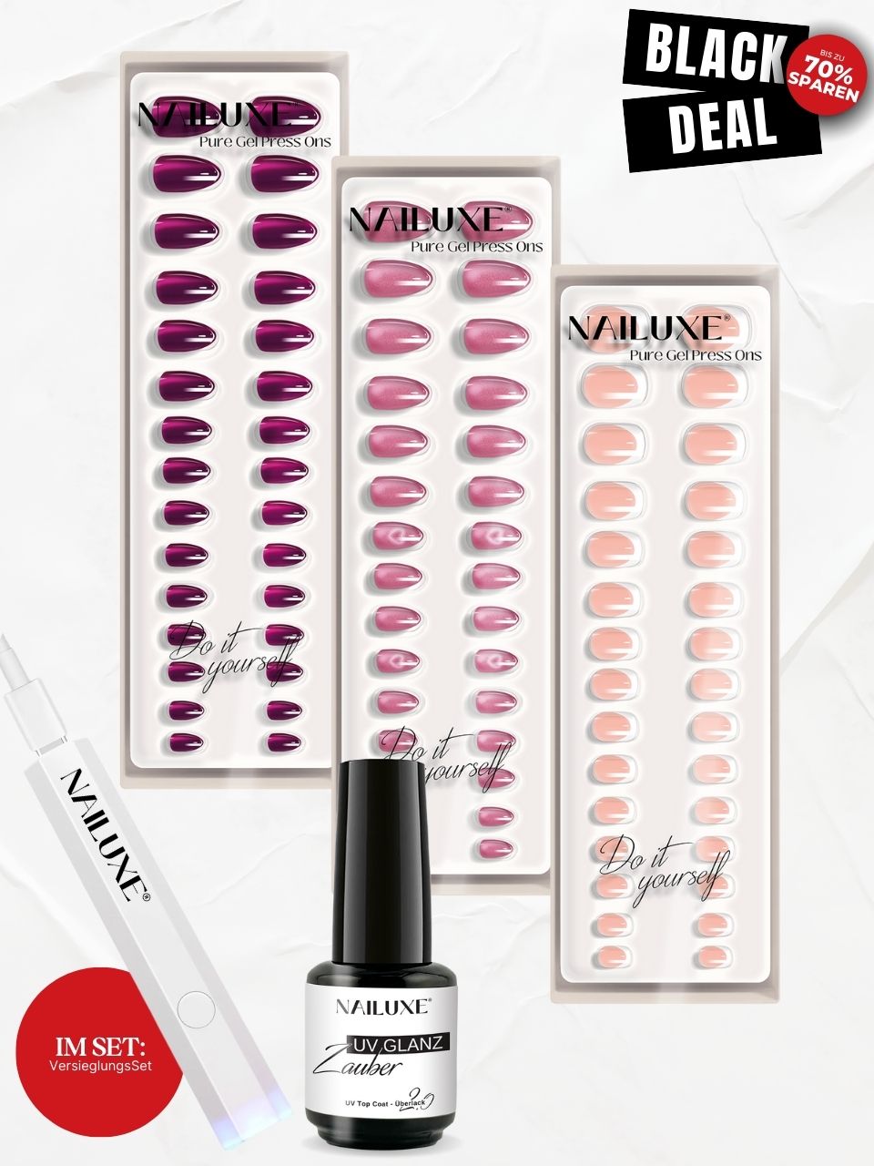 Weihnachts 3er Pure Gel Press On Set + VersieglungsSet