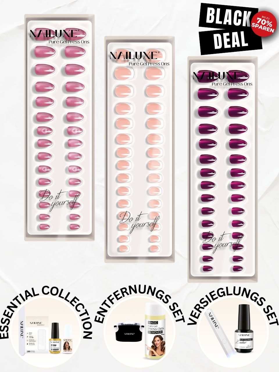 Weihnachts All in One Set mit Entfernungs-Set und Versieglungs-Set / Pure Gel Press Ons