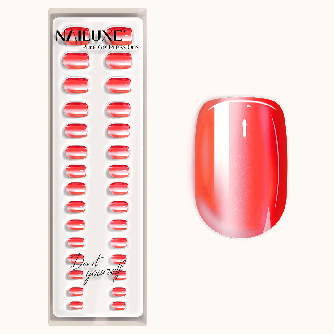 Cat Eye Coral - Short Square - Pure Gel Press On