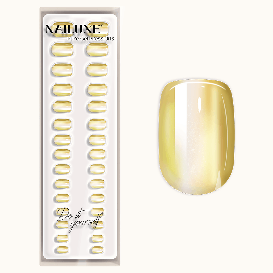 Cat Eye Lemon - Short Square - Pure Gel Press On