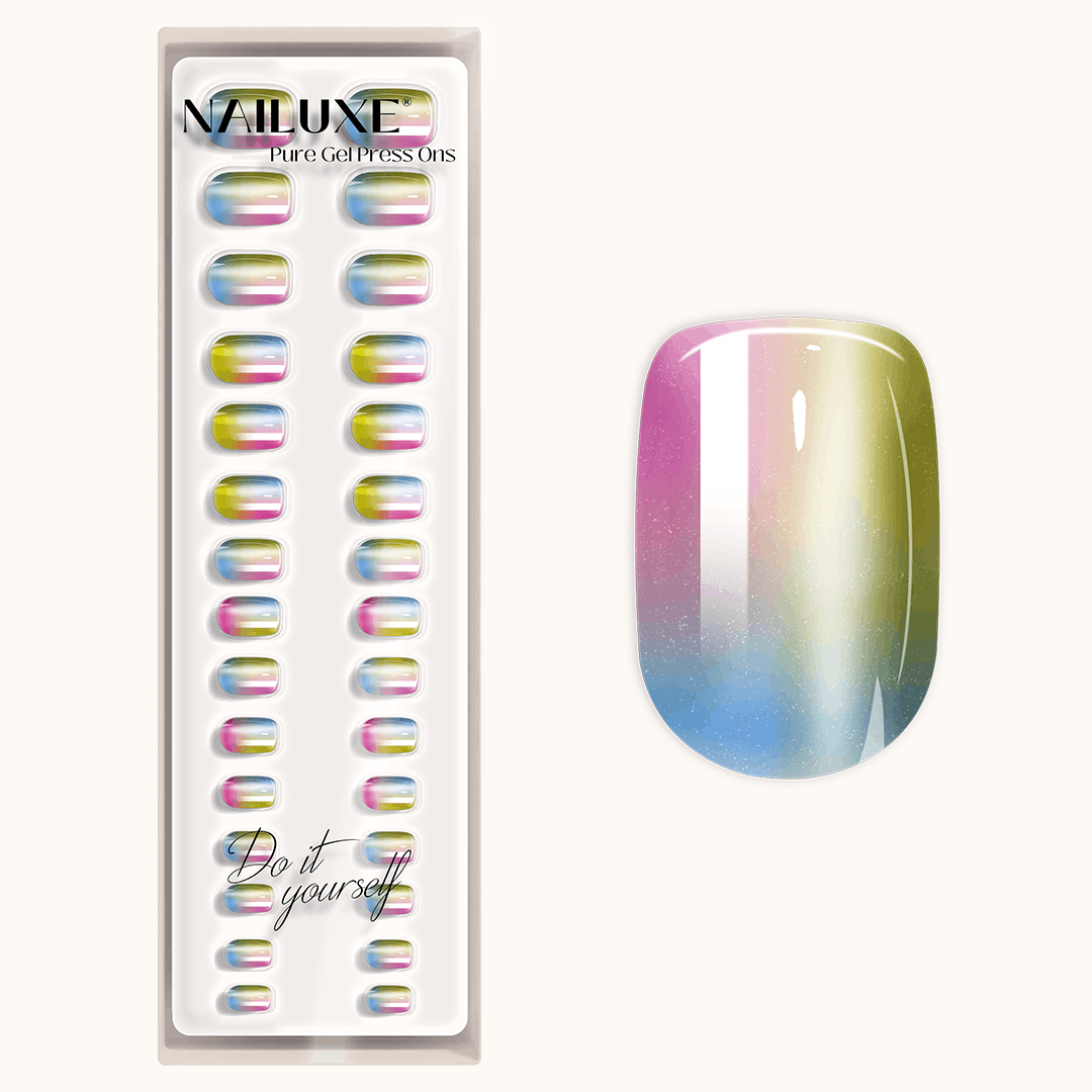 Rainbow Glitter - Short Square - Pure Gel Press On