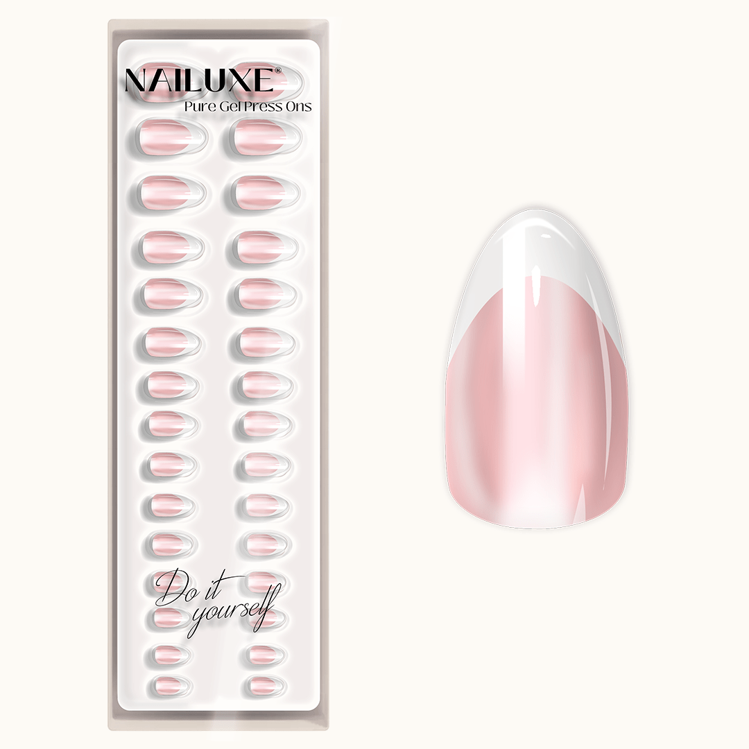 French Nail Glow - Short Almond - Pure Gel Press On
