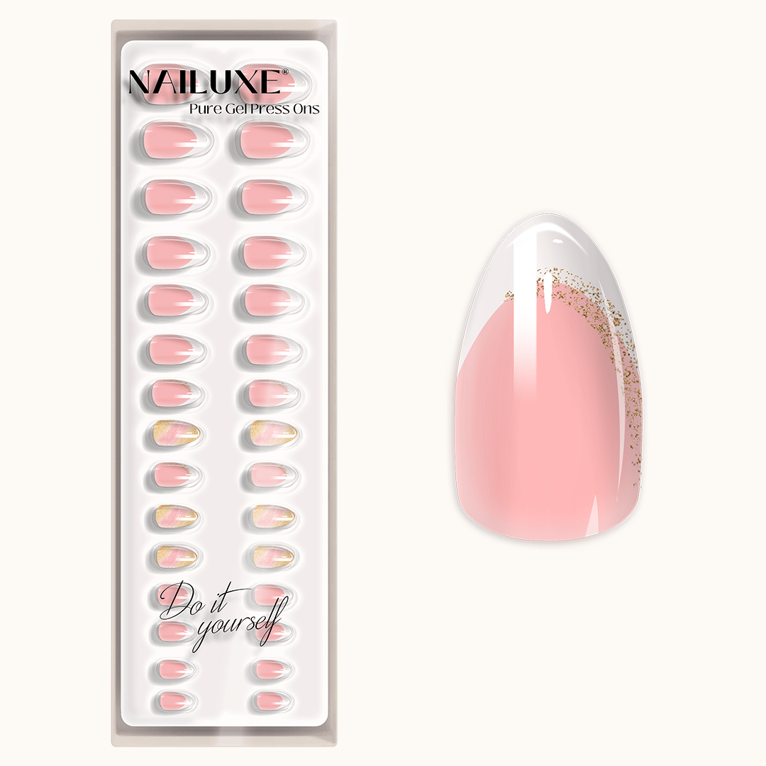 French Nail Gold Touch - Short Almond - Pure Gel Press On