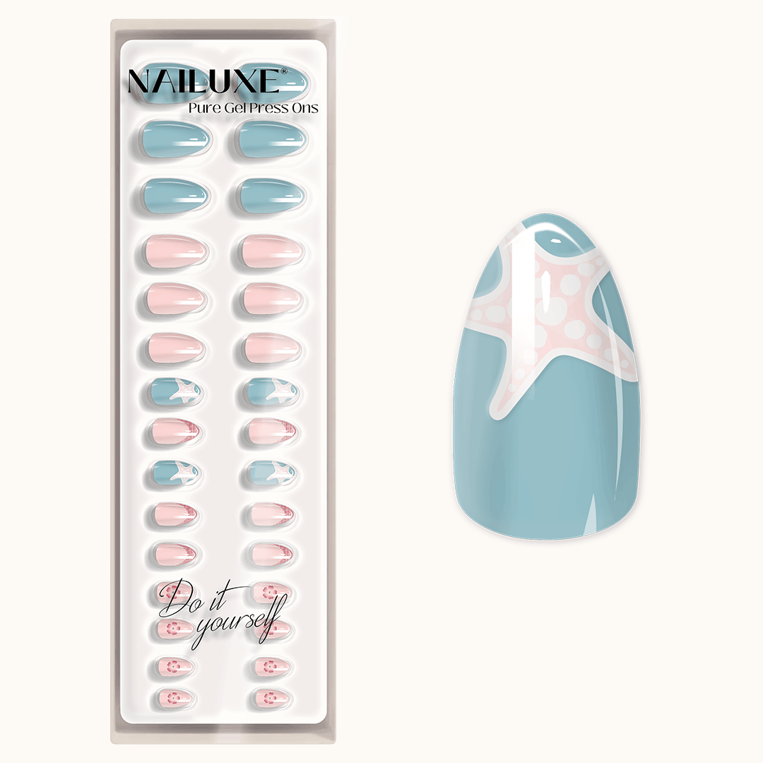 Ocean Kiss - Short Almond - Pure Gel Press On
