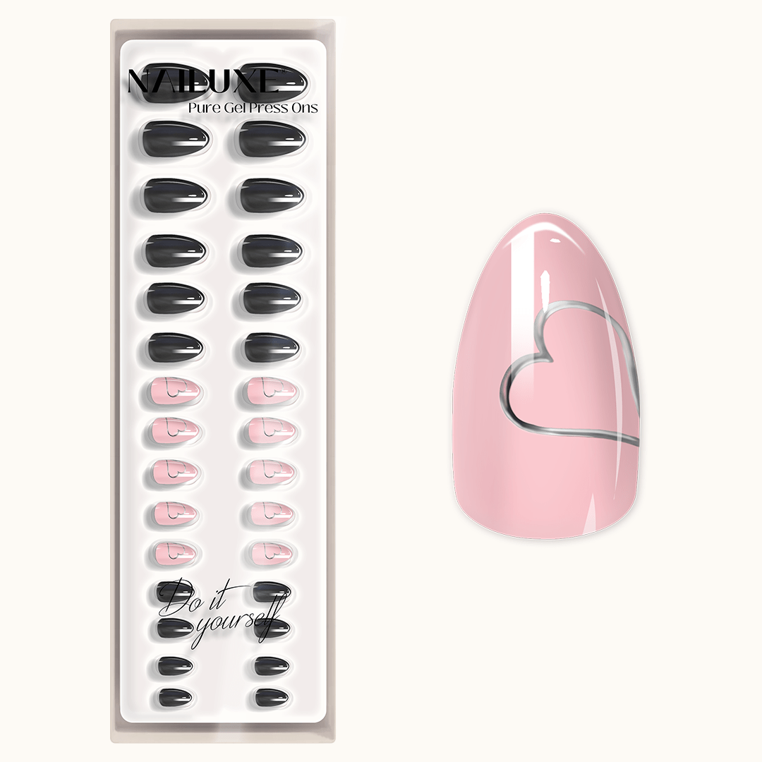 Silver Love - Short Almond - Pure Gel Press On