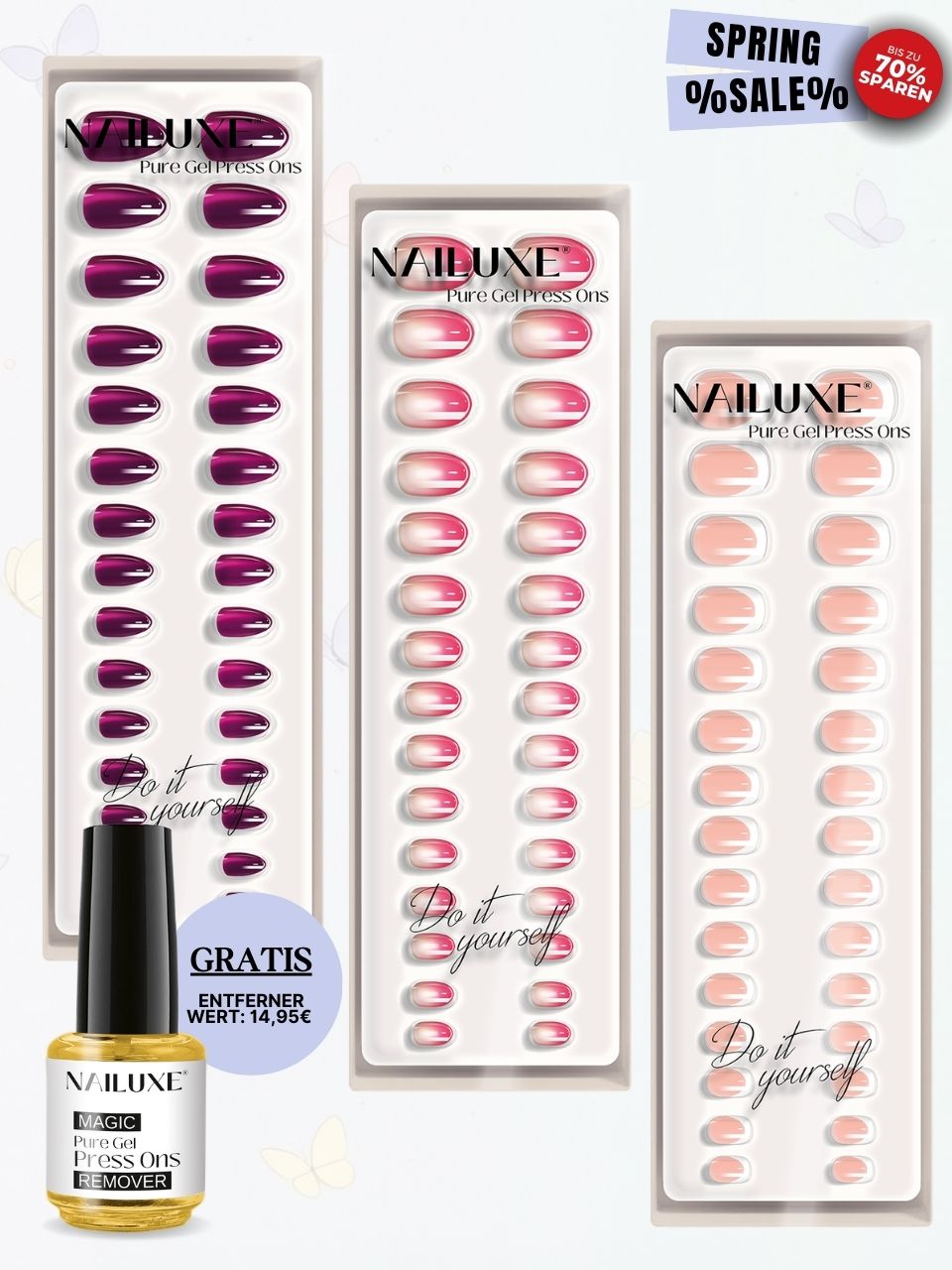SPRING SALE 3er + GRATIS ENTFERNER - Pure Gel Press On Set