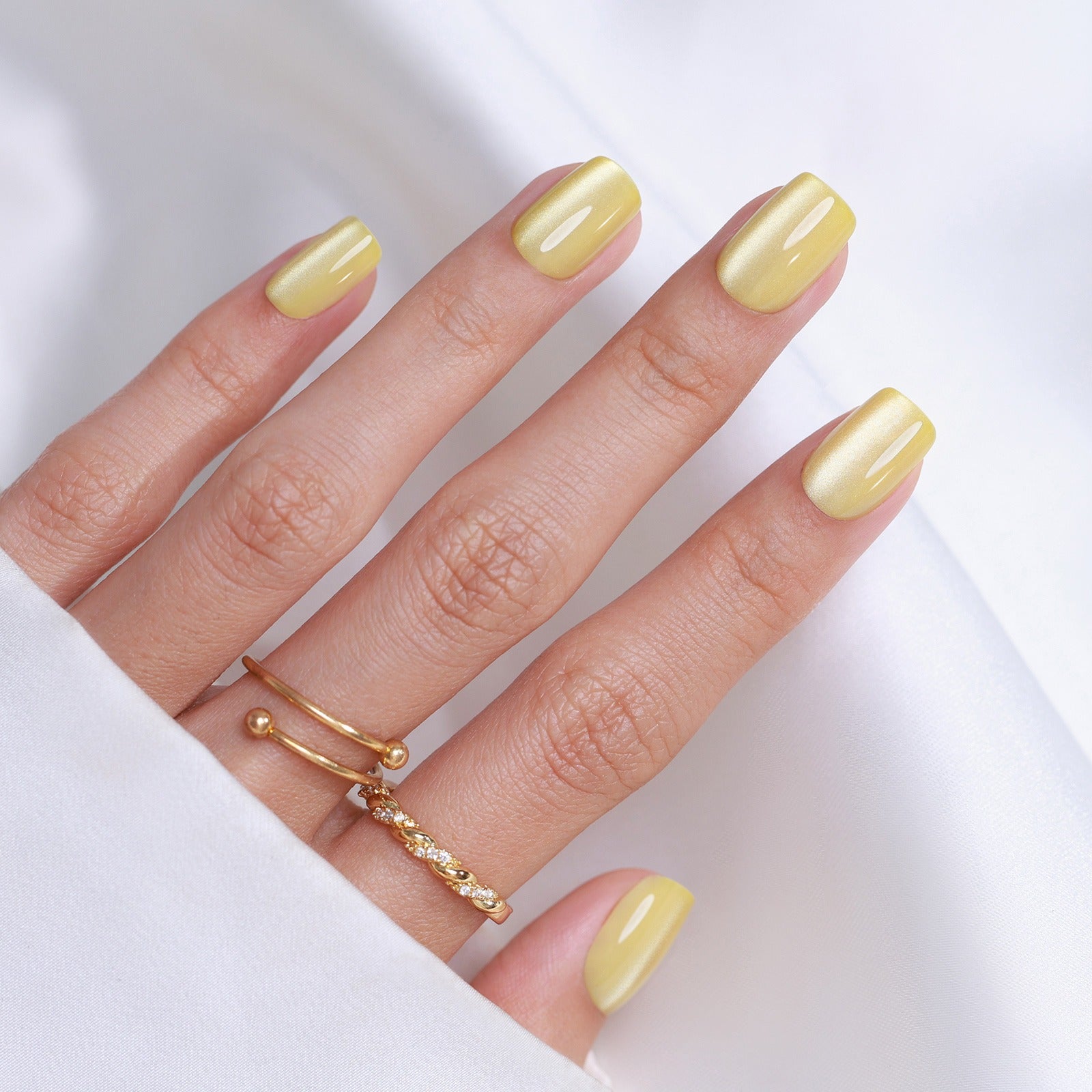 Cat Eye Lemon - Short Square - Pure Gel Press On