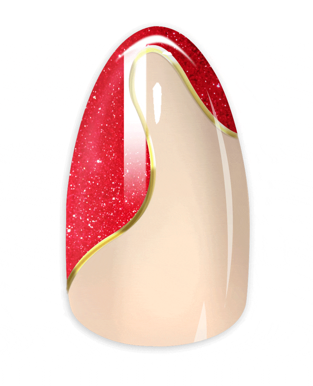 Short Almond RED GOLD LINE