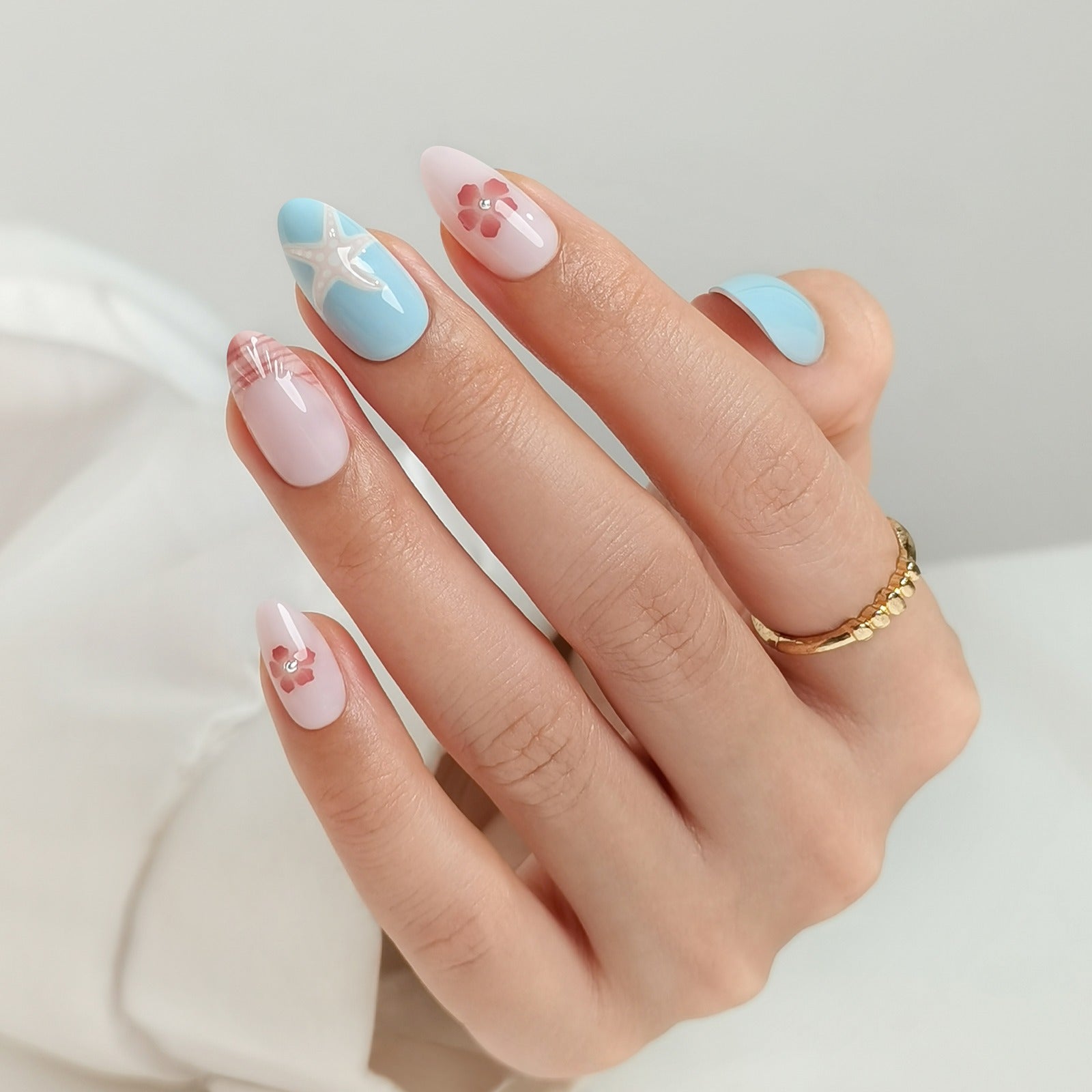 Ocean Kiss - Short Almond - Pure Gel Press On