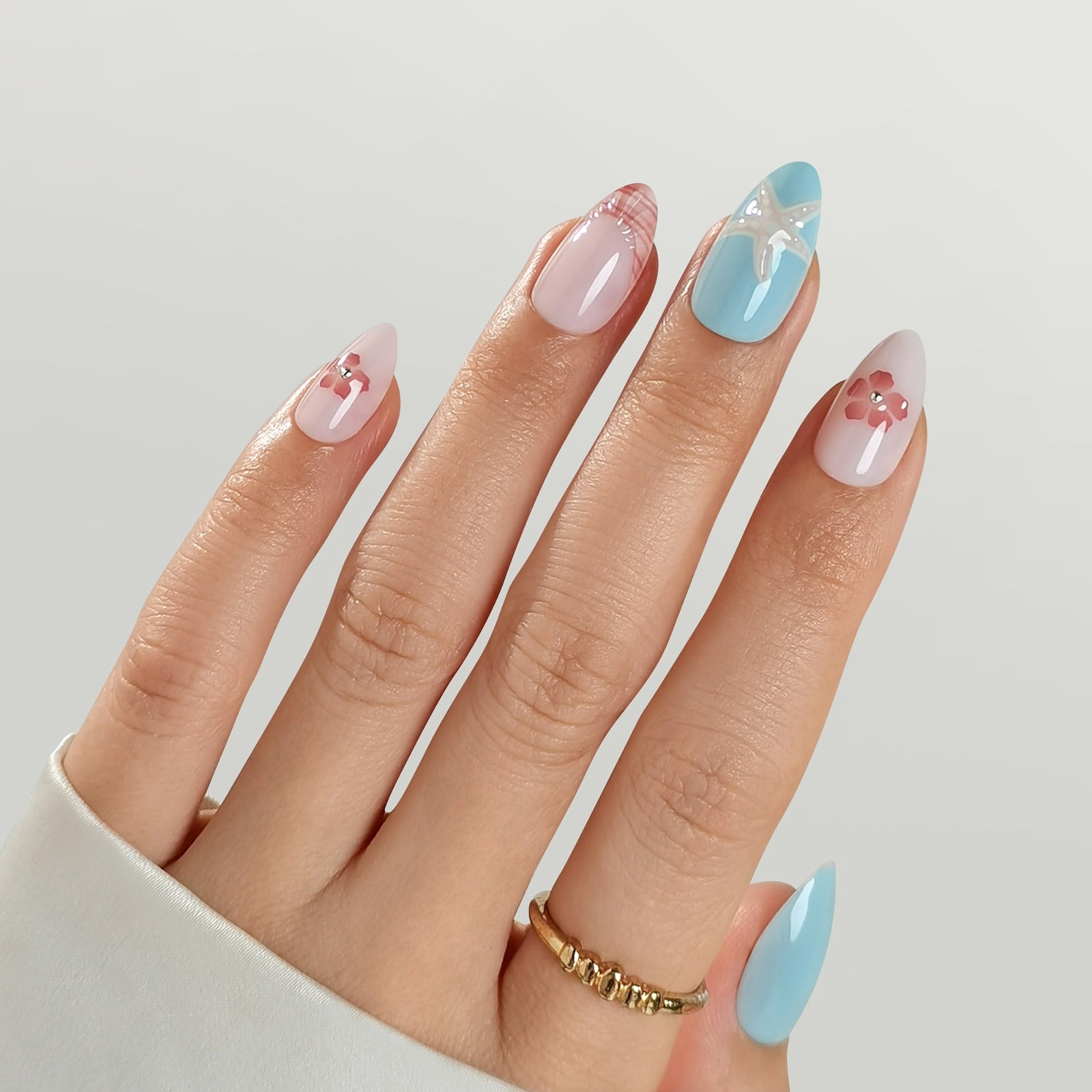 Ocean Kiss - Short Almond - Pure Gel Press On