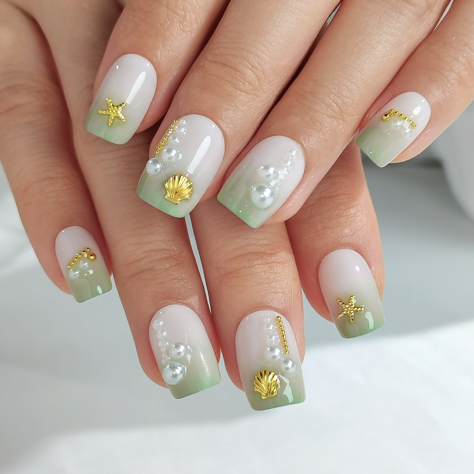 Seashell Mint - Short Square - Pure Gel Press On