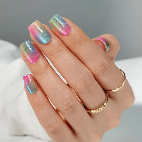 Rainbow Glitter - Short Square